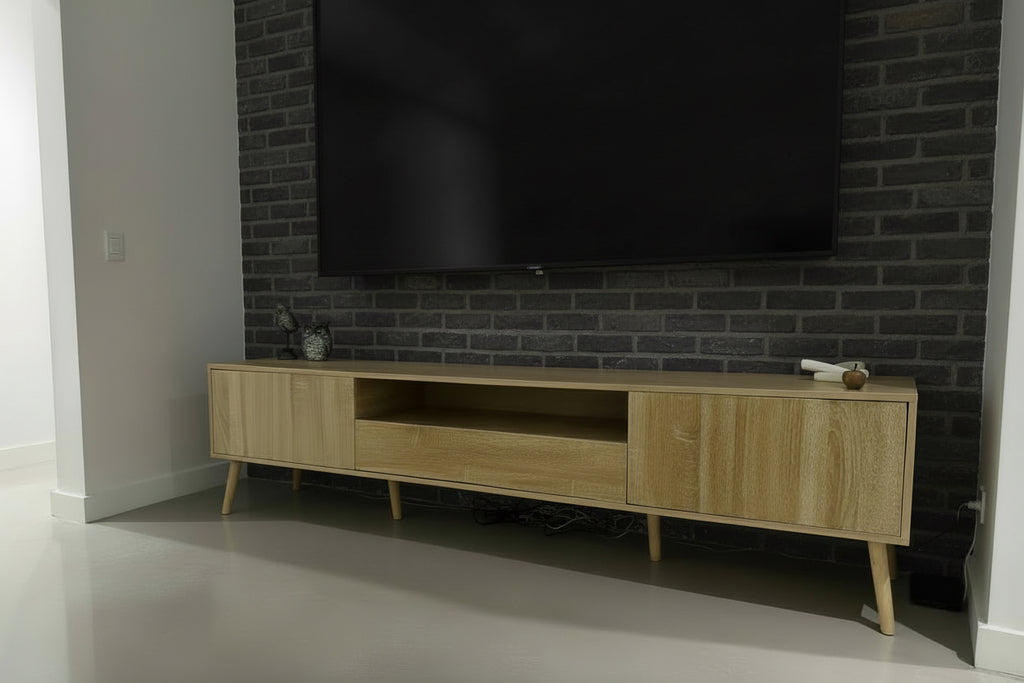 Modern TV Entertainment Unit - 200cm - Natural Oak