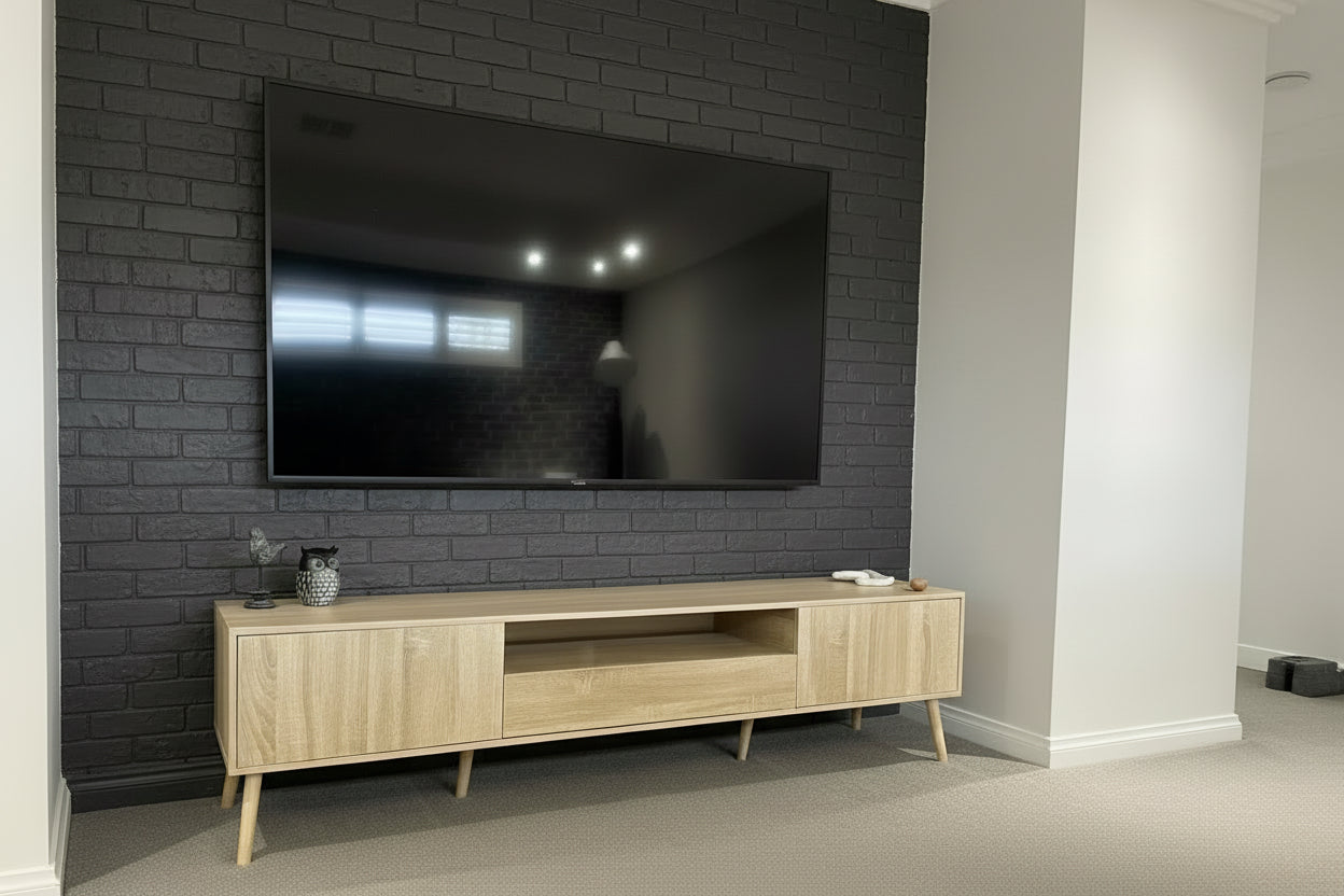 Modern TV Entertainment Unit - 200cm - Natural Oak
