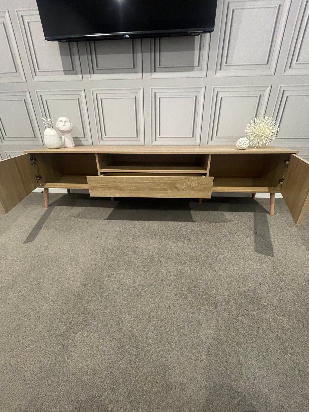 Modern TV Entertainment Unit - 200cm - Natural Oak