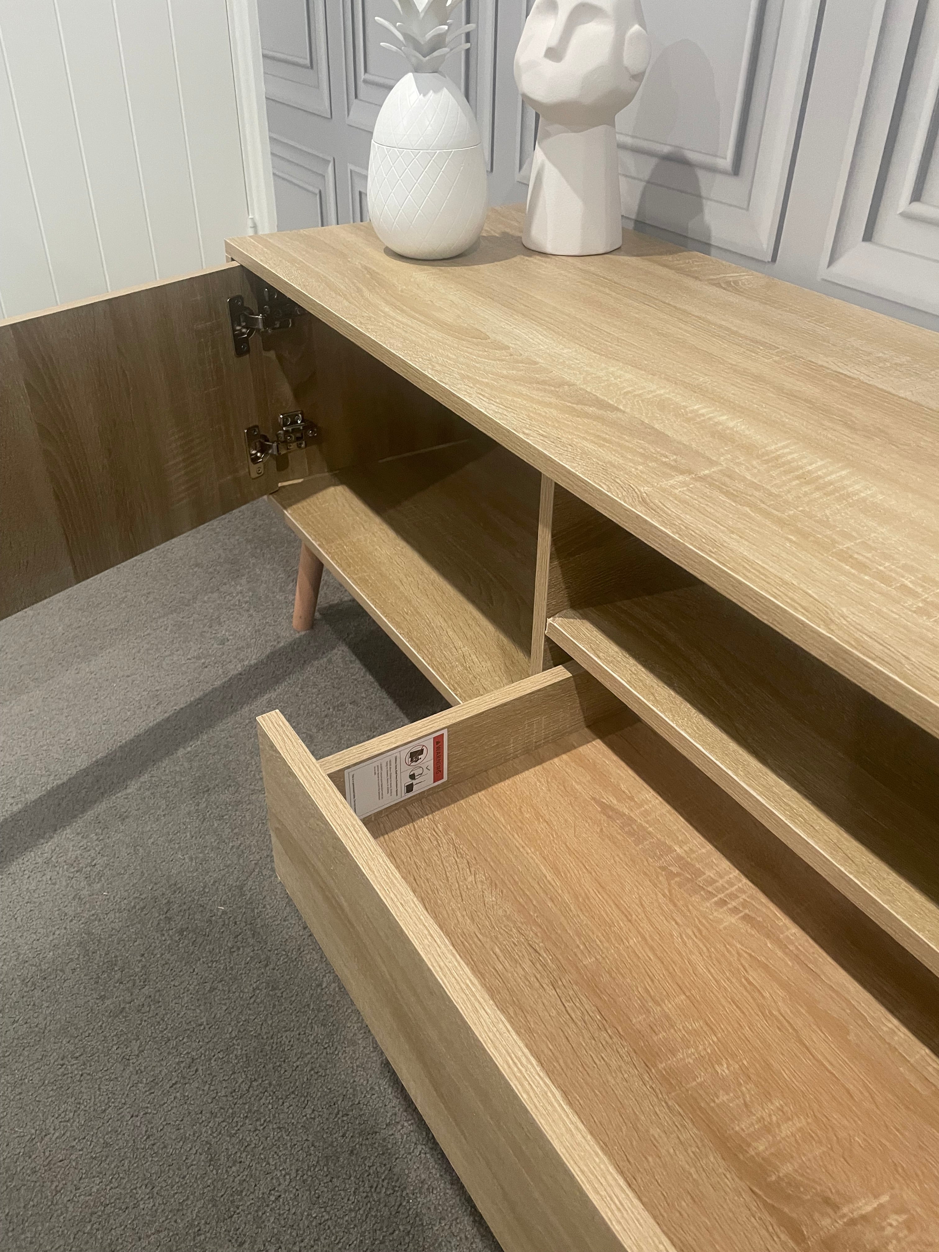 Modern TV Entertainment Unit - 200cm - Natural Oak
