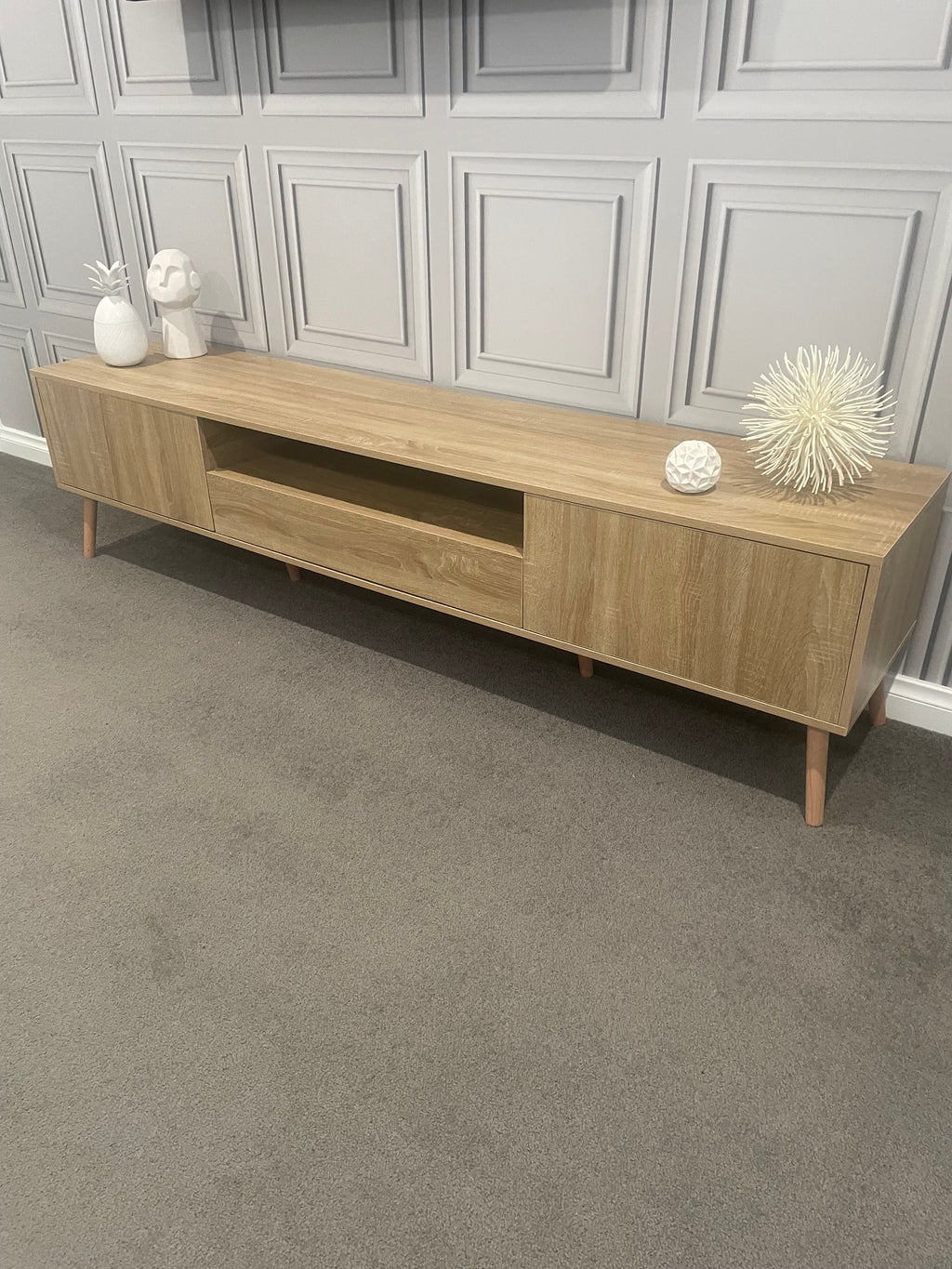 Modern TV Entertainment Unit - 200cm - Natural Oak