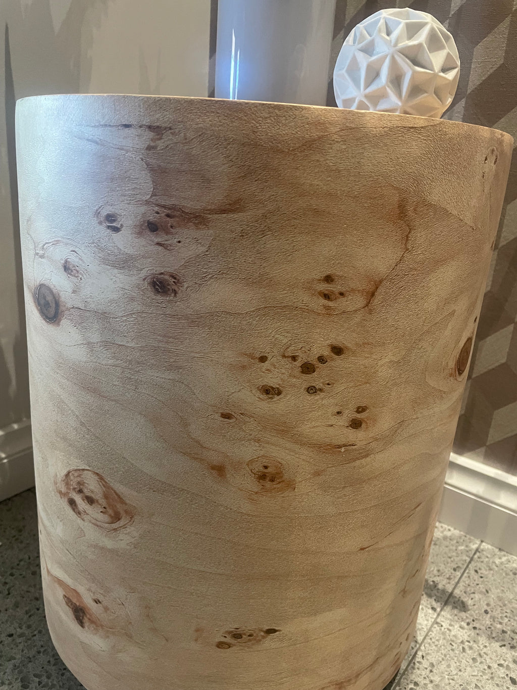 Round Plinth/Side Table - 70cm - Burl Wood Look