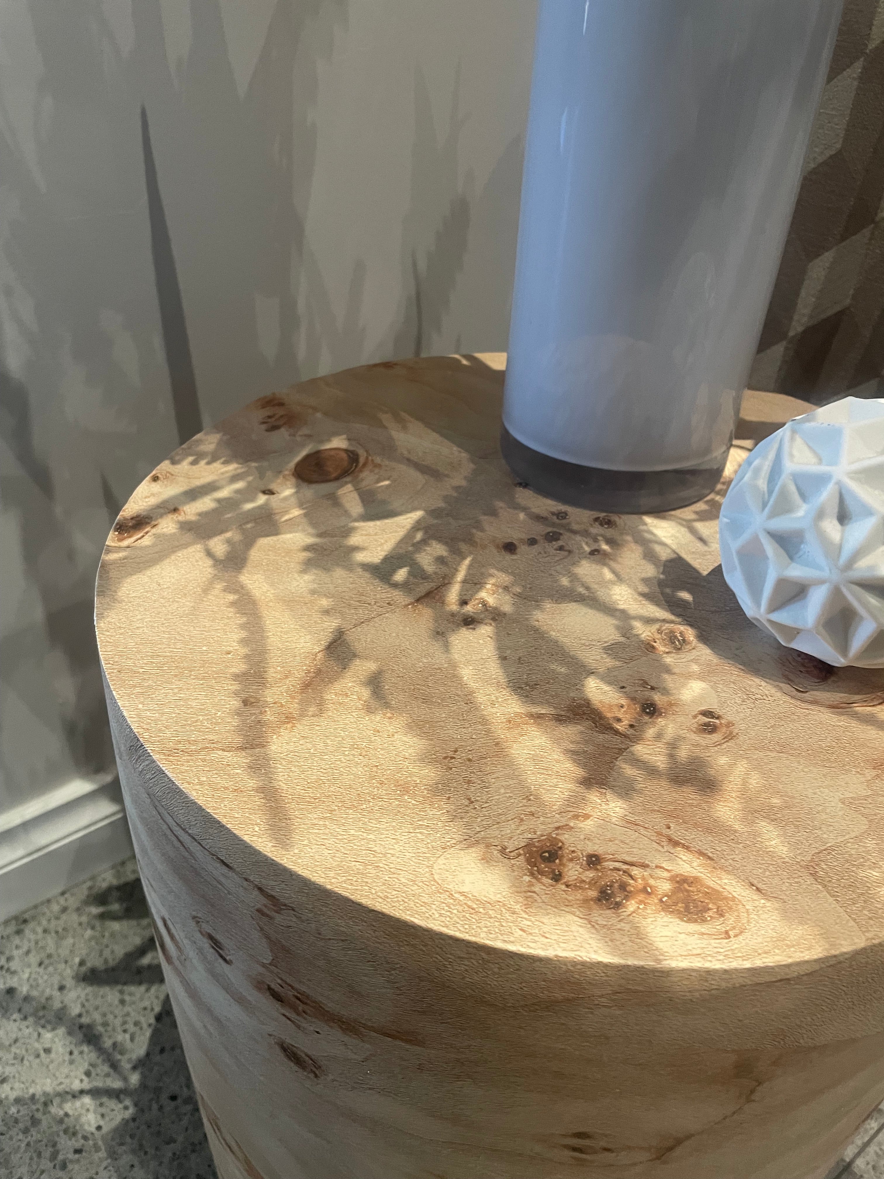 Round Plinth/Side Table - 70cm - Burl Wood Look