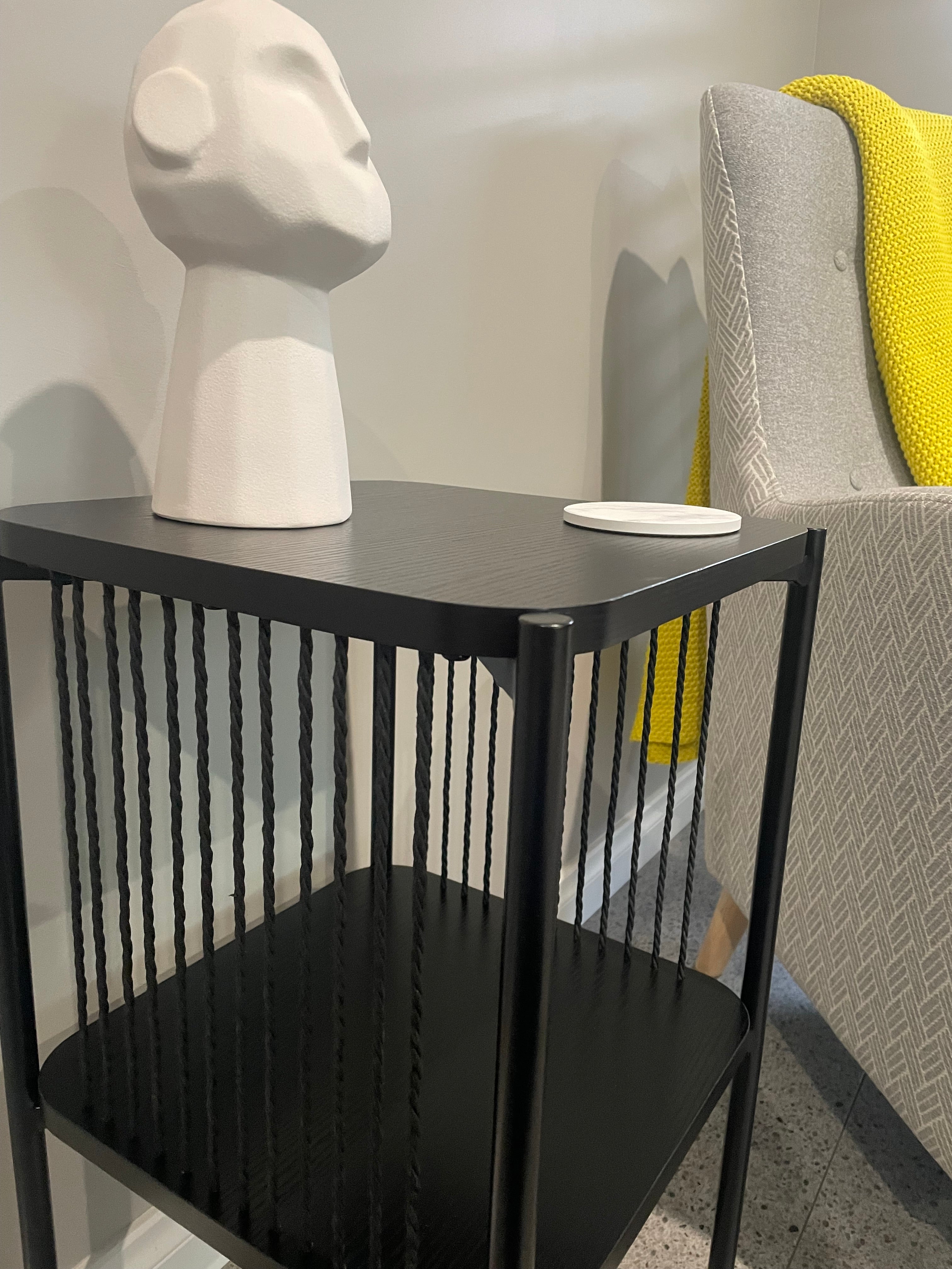 Black Table with Twisted Rope Detail