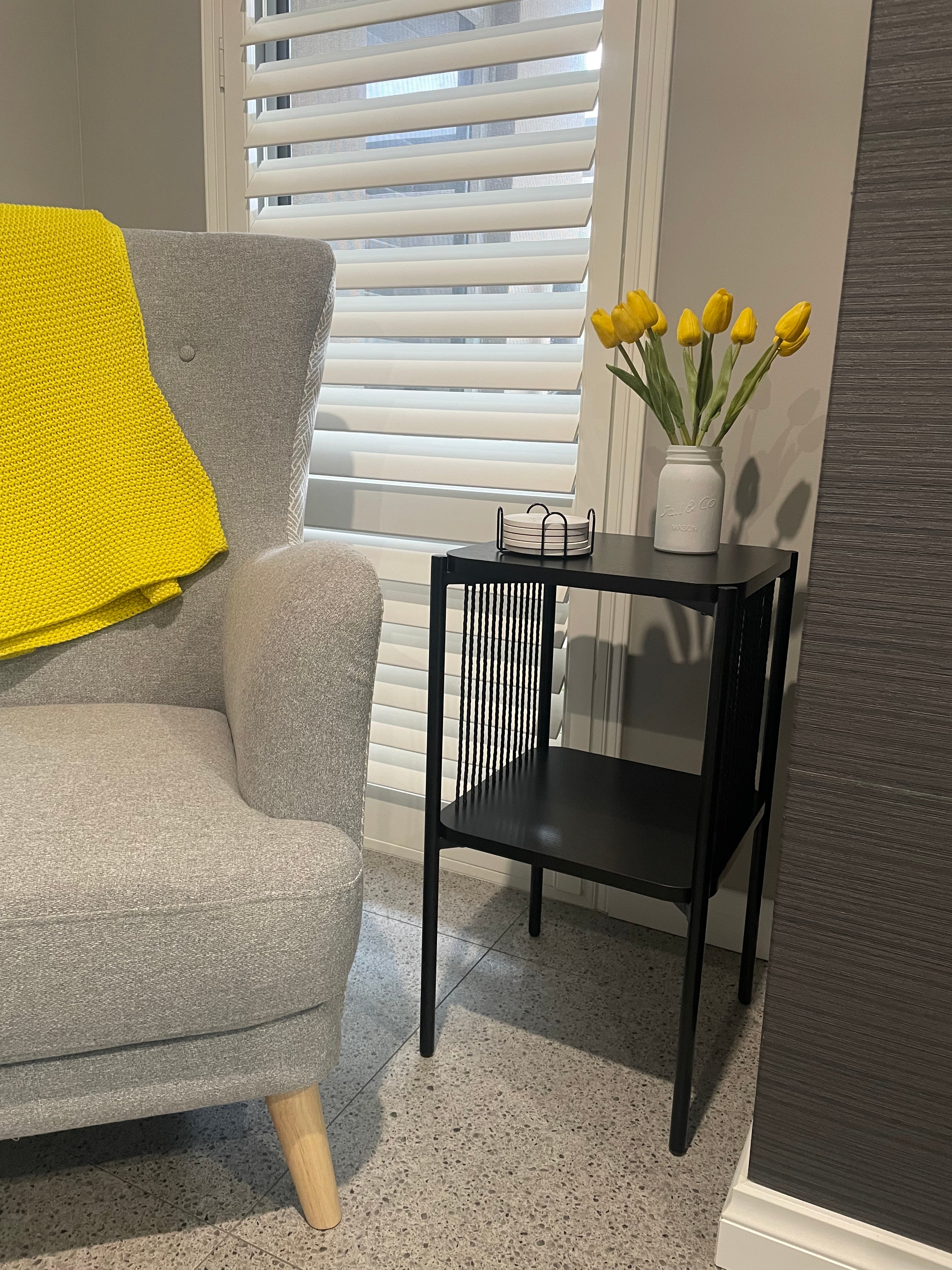 Black Table with Twisted Rope Detail