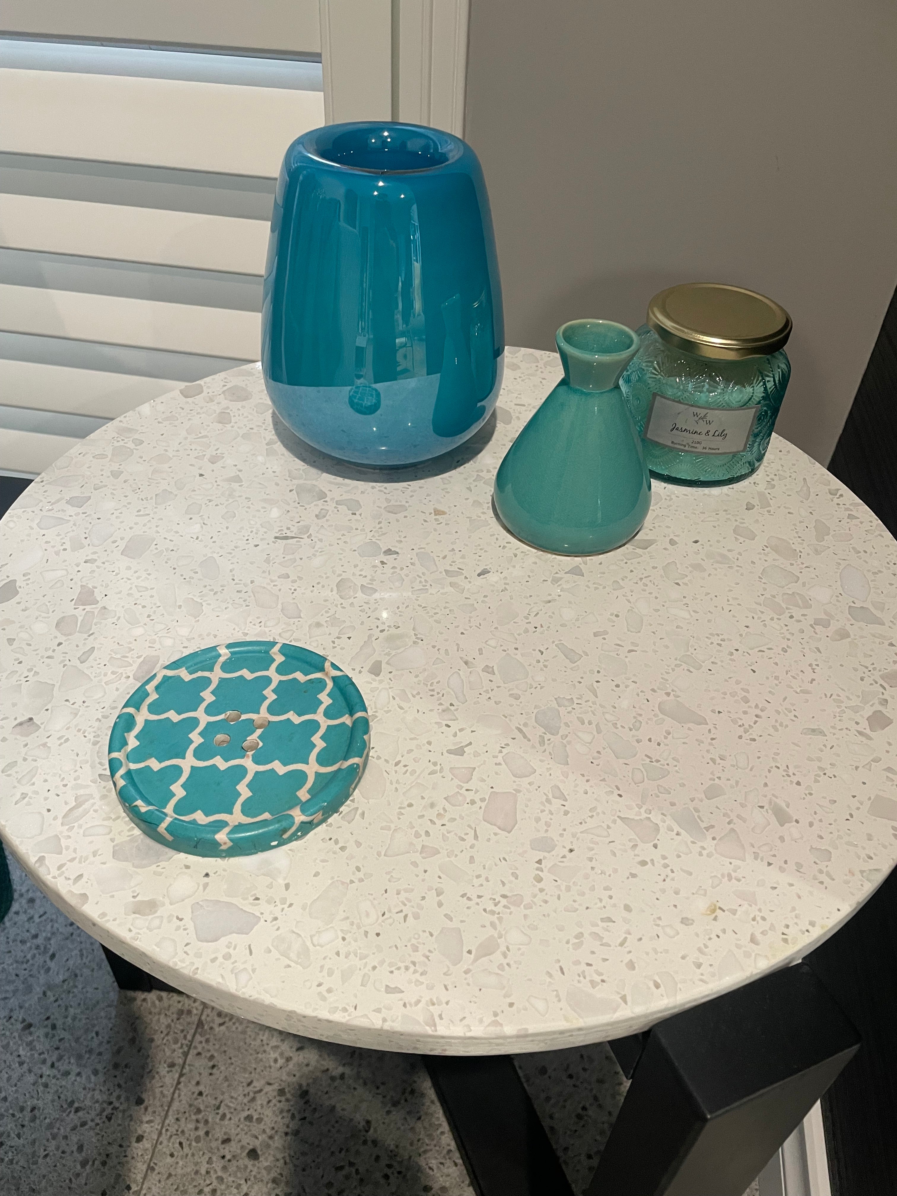 Round Terrazzo Side Table with Solid Timber Base