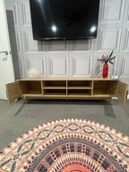 Coastal TV Entertainment Unit - 180cm - Oak & Rattan