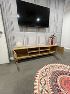 Coastal TV Entertainment Unit - 180cm - Oak & Rattan