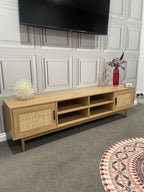 Coastal TV Entertainment Unit - 180cm - Oak & Rattan