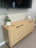Natural Buffet Sideboard with Fluted Door Design