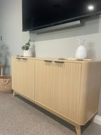 Natural Buffet Sideboard with Fluted Door Design