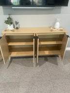 Natural Buffet Sideboard with Fluted Door Design
