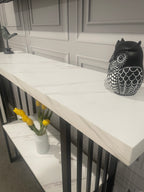 Modern Console Table – Marble-Look Top & Black Metal Frame – 120cm