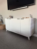 Modern White Buffet Sideboard with Fluted Door Design