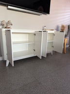 Modern White Buffet Sideboard with Fluted Door Design