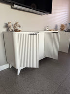 Modern White Buffet Sideboard with Fluted Door Design