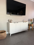 Modern White Buffet Sideboard with Fluted Door Design