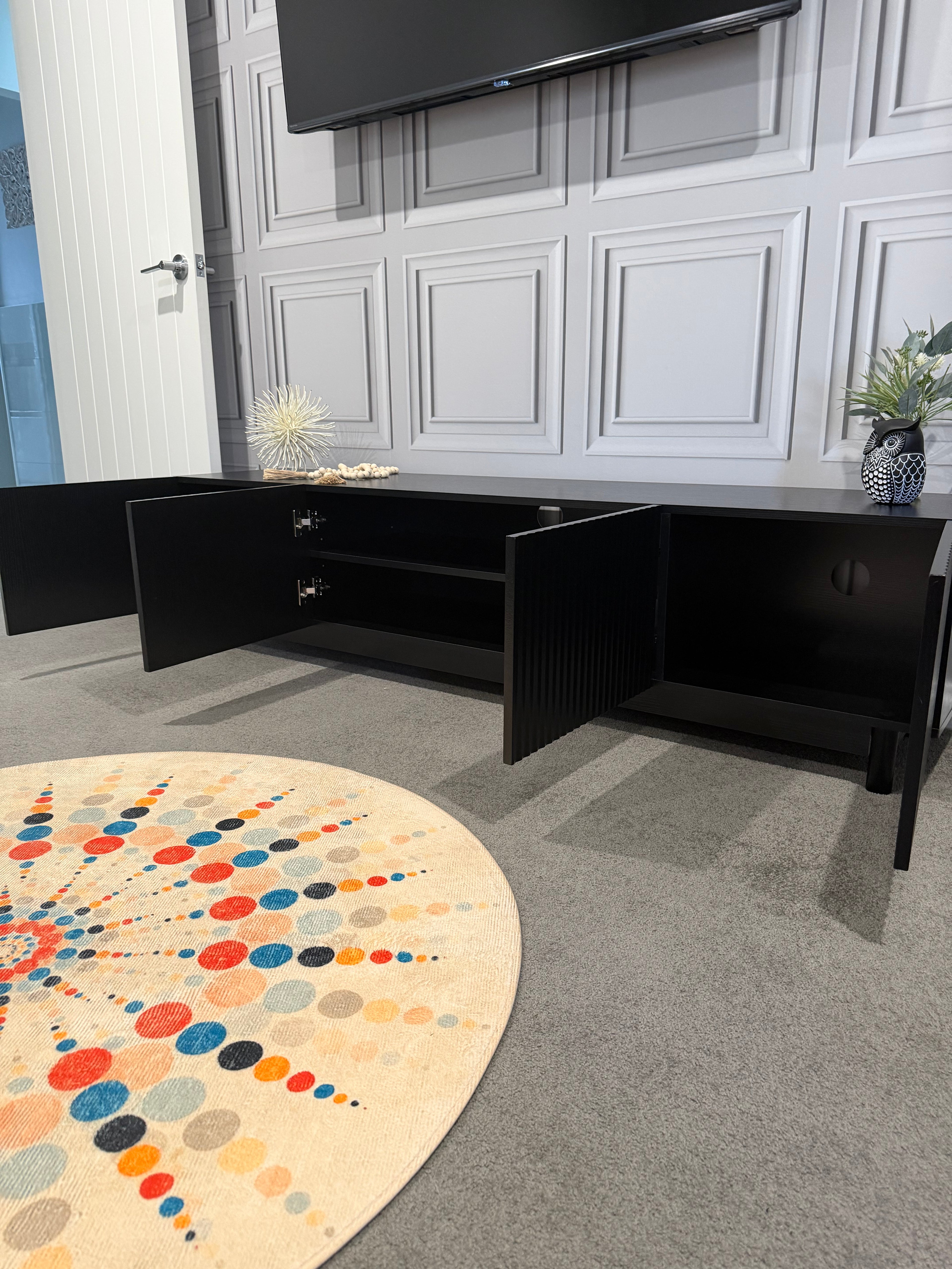 TV Entertainment Unit - 4 Door - 180cm - Black