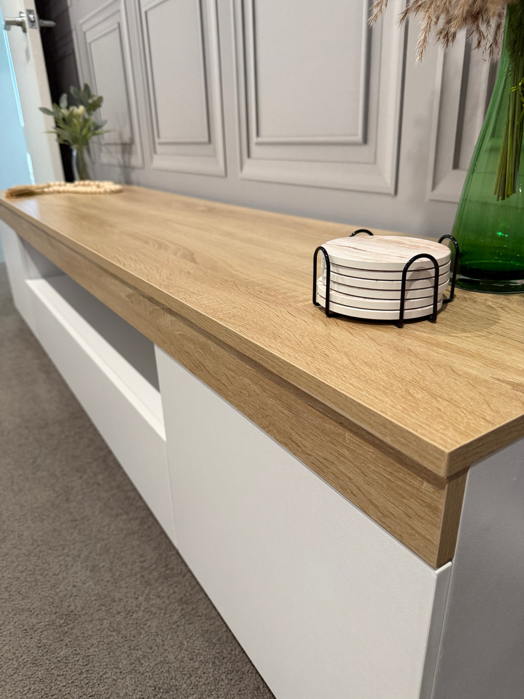 TV Entertainment Unit - 180cm - White & Oak