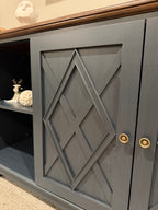 Modern Blue Buffet / Entertainment Unit with Timber Look Top – 178cm