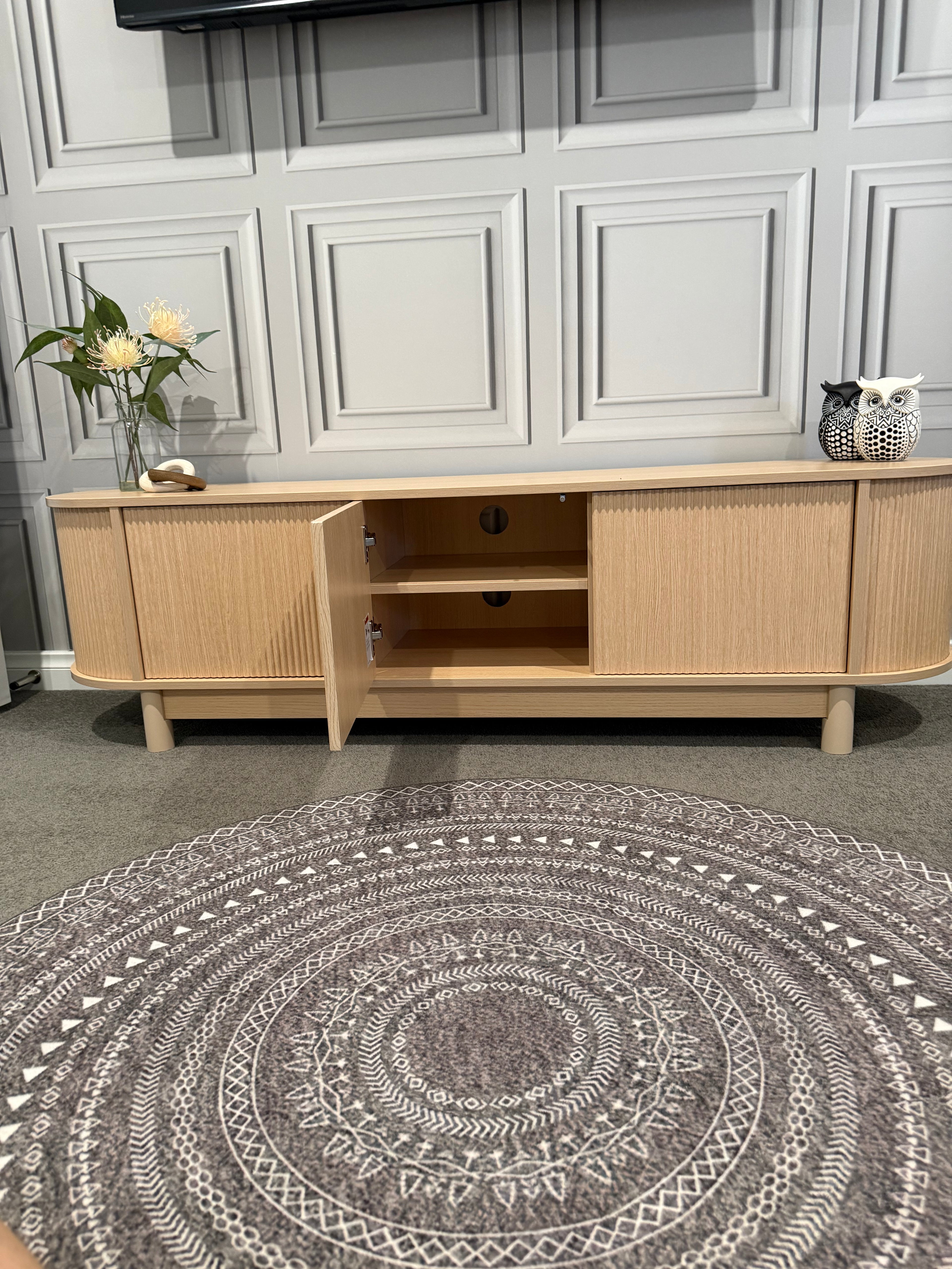 Oak Fluted TV Entertainment Unit
