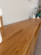 Oak Finish TV Entertainment Unit with Arched Door Detail