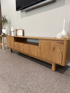 Oak Finish TV Entertainment Unit with Arched Door Detail