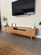 Oak Finish TV Entertainment Unit with Arched Door Detail