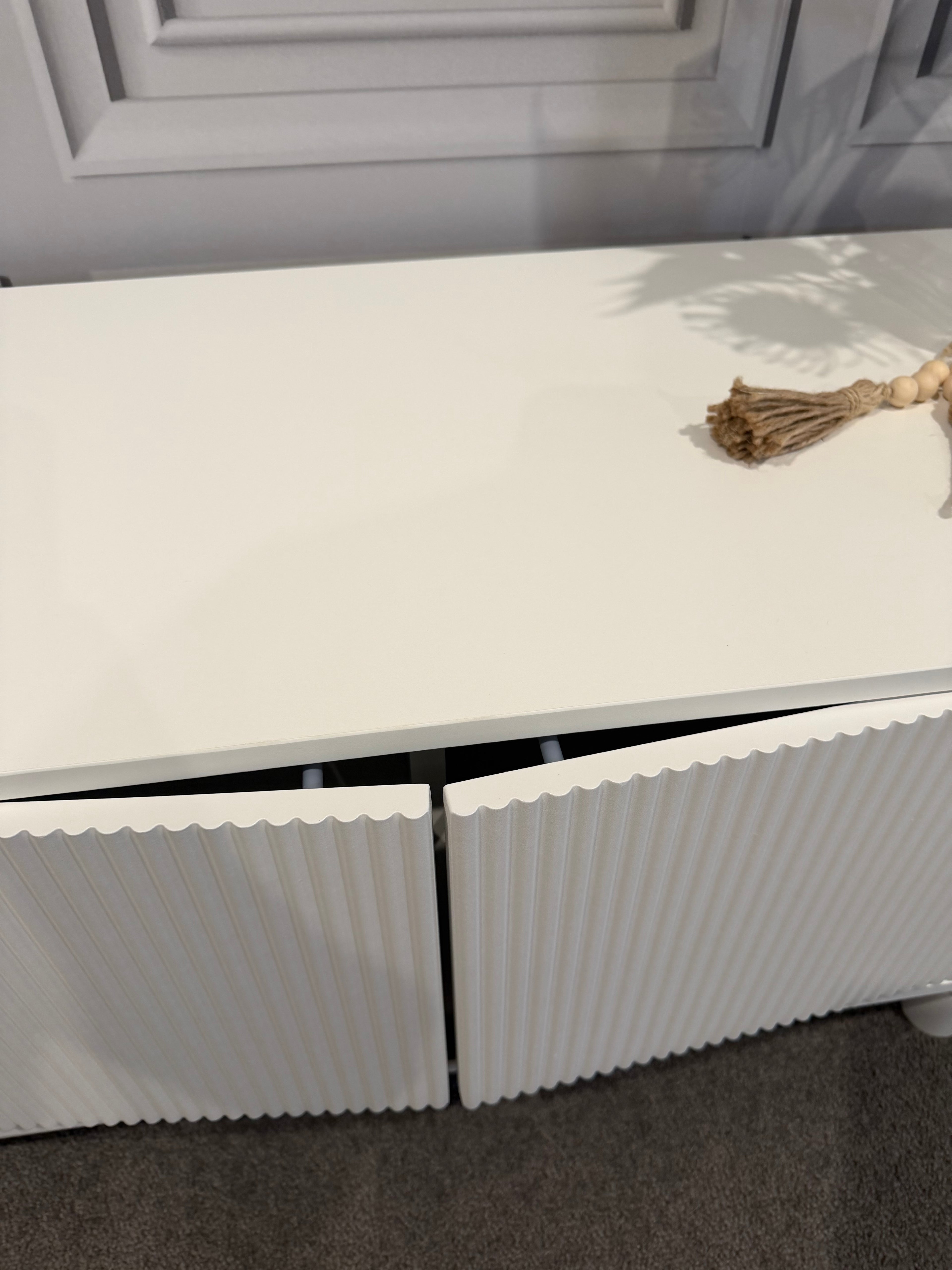 White Fluted TV Entertainment Unit